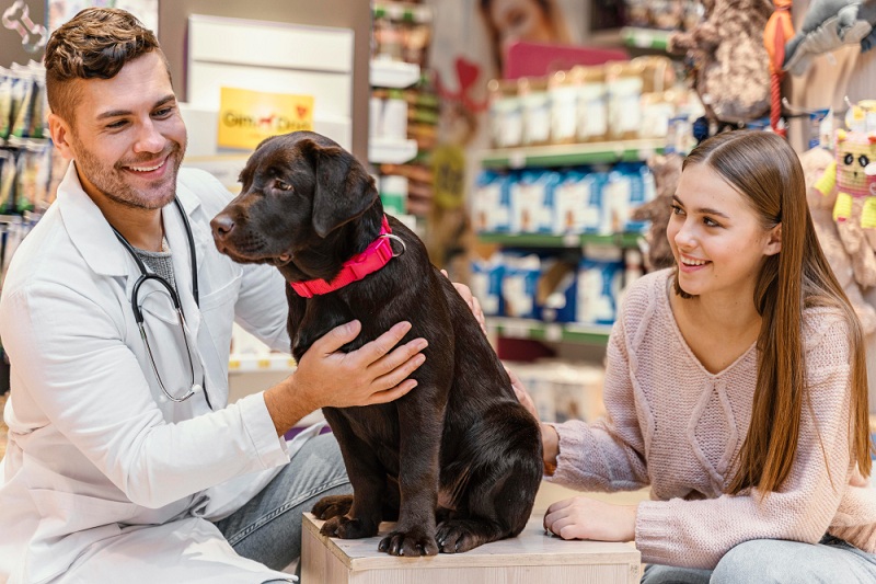 Contabilidade para Pet Shop - mulher um homem com cachorro